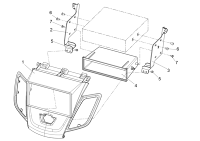 2-DIN Radioblende mit Fach Ford Fiesta ohne Display silber