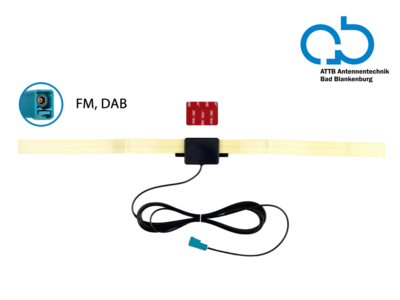 Glasklebeantenne FM oder DAB+ Fakra Z(f) 12V phantom
