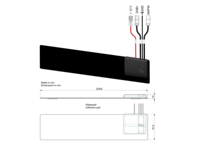 Glasklebeantenne AM/FM DAB+ Fakra(m) 12V extern