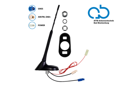 Dachantenne AM/FM DAB+ geeignet GNSS 76° Stabneigung aktiv