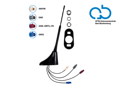 Dachantenne AM/FM DAB+ GNSS LTE UMTS 76° Stabneigung aktiv