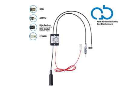 Antennensplitter AM/FM DAB+ DIN(f)>DIN(m)/SMB(f) verstärkt