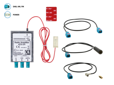 Antennensplitter AM/FM DAB+ Fakra(m)>DIN(m)/SMA(m)/SMB(f)