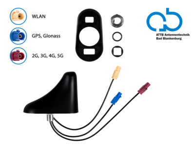 Dachantenne GPS/GNSS/UMTS/LTE/5G/WLAN 76° Stabneigung