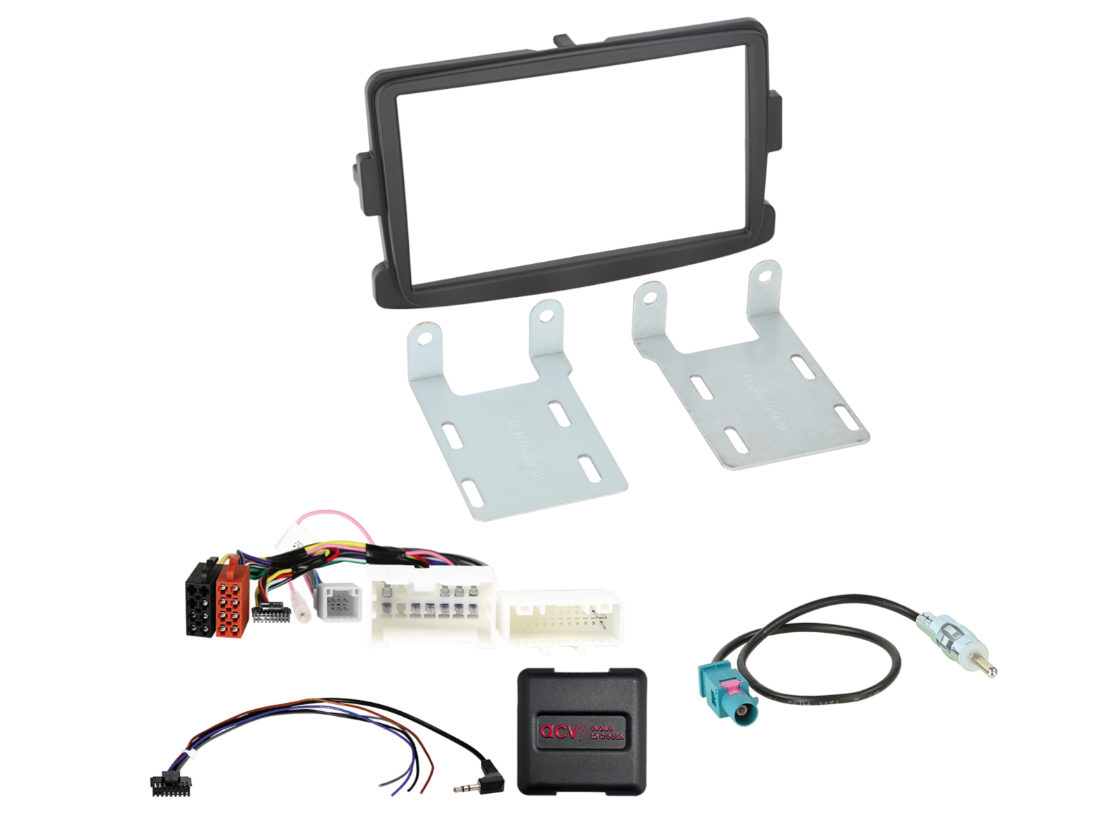 2-DIN Kit Dacia/Fiat/Nissan/Opel/Renault schwarz LFB/Antenne