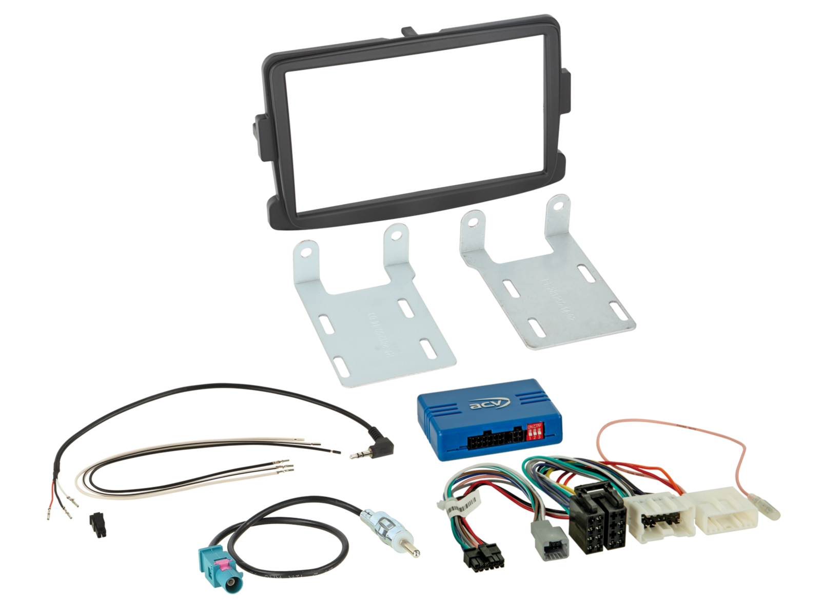 2-DIN Kit Dacia/Fiat/Nissan/Opel/Renault schwarz LFB/Antenne