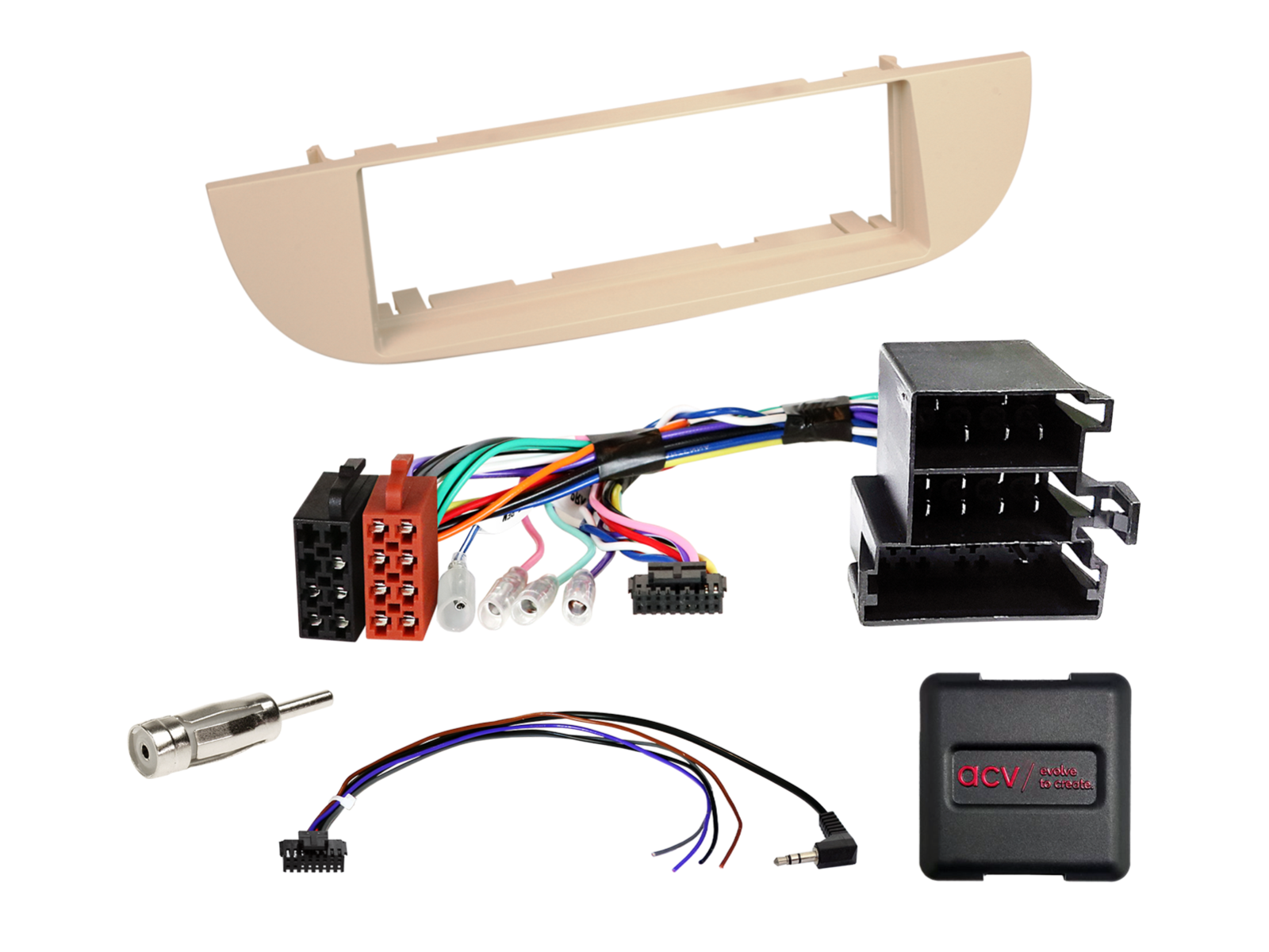 1-DIN Kit Fiat 500(ZAF 312) beige 2007-2015 LFB/Antenne