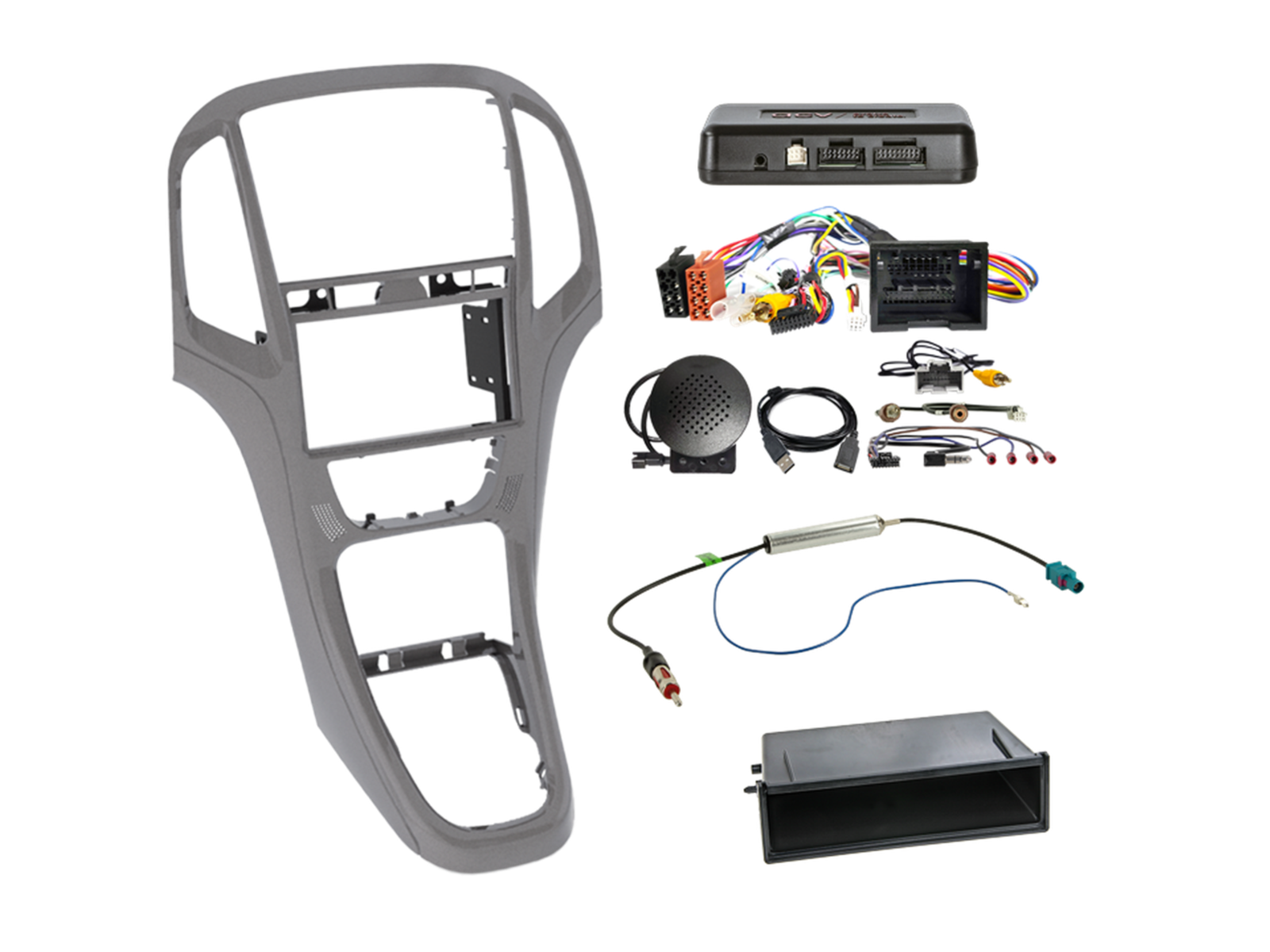 2-DIN Kit mit Fach Opel Astra 2009-2018 grau i-dapter