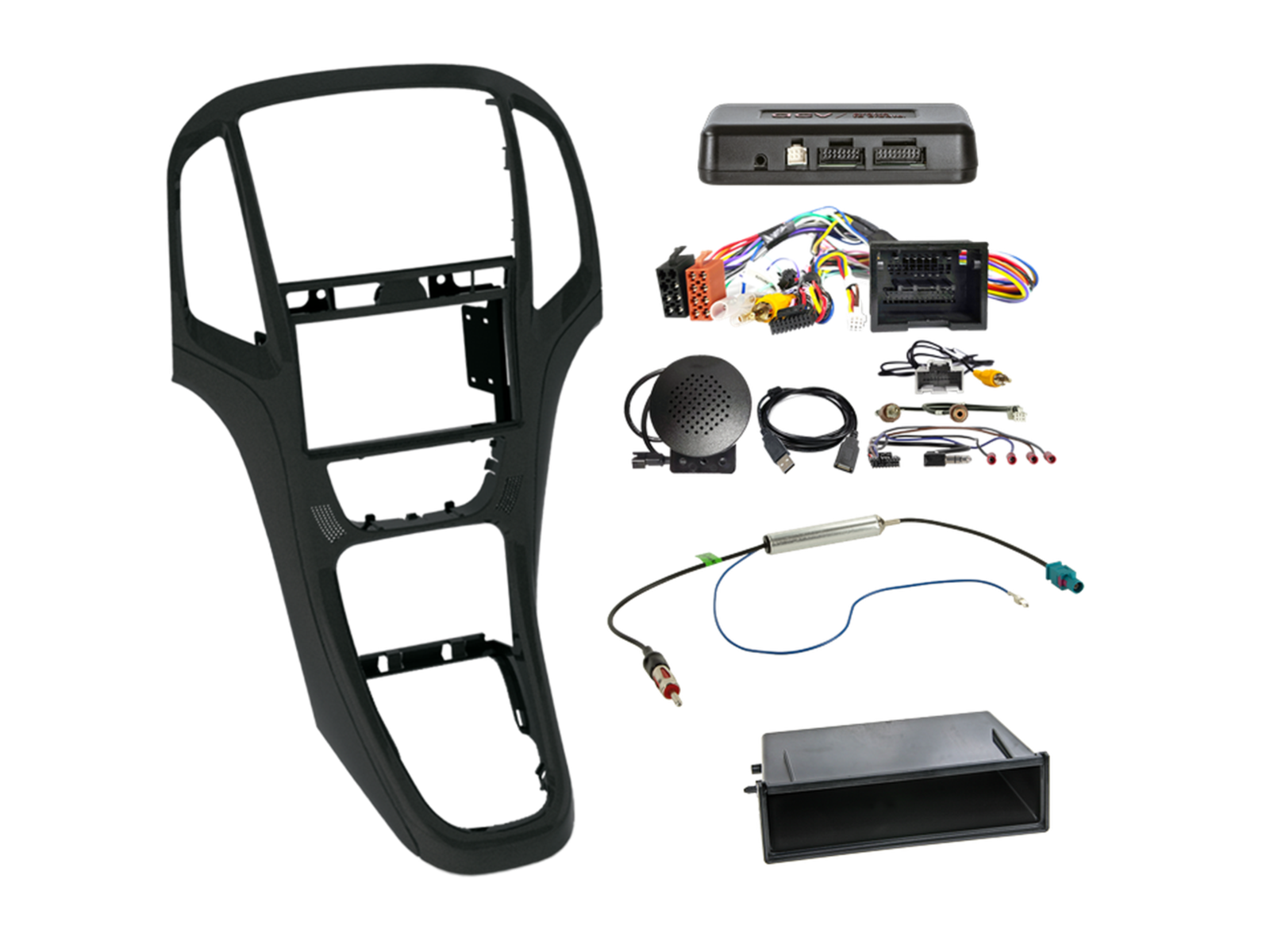 2-DIN Kit mit Fach Opel Astra 2009-2018 schwarz i-dapter