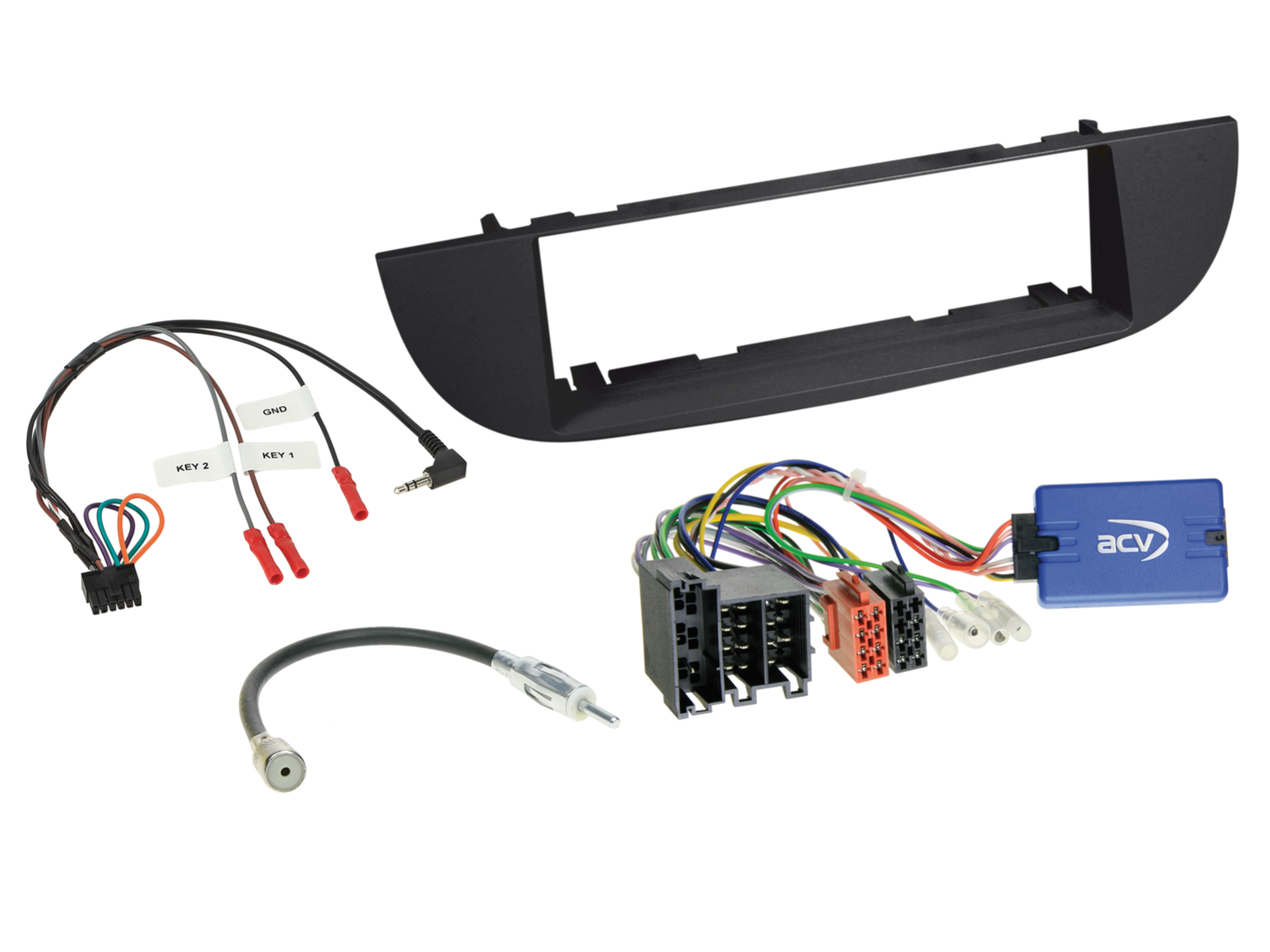 1-DIN Kit Fiat 500(ZAF 312) 10/2007-07/2015 LFB/Antenne