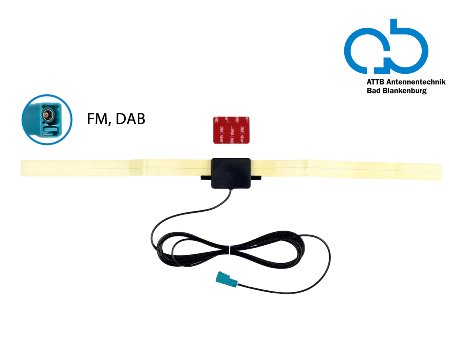 Glasklebeantenne FM oder DAB+ Fakra Z(f) 12V phantom