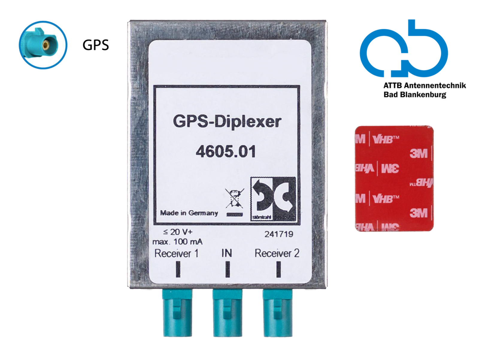 Antennensplitter GPS GNSS Signalverteiler Fakra Z(m) passiv