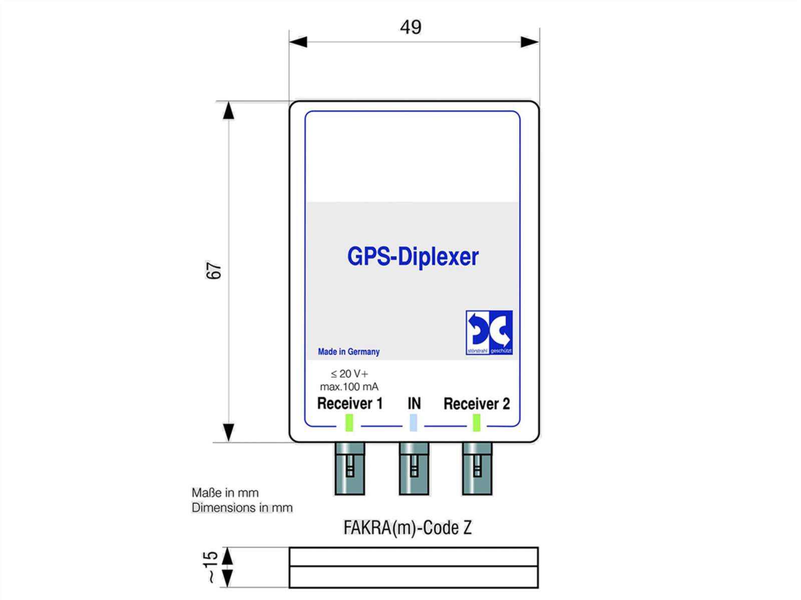 Antennensplitter GPS GNSS Signalverteiler Fakra Z(m) passiv