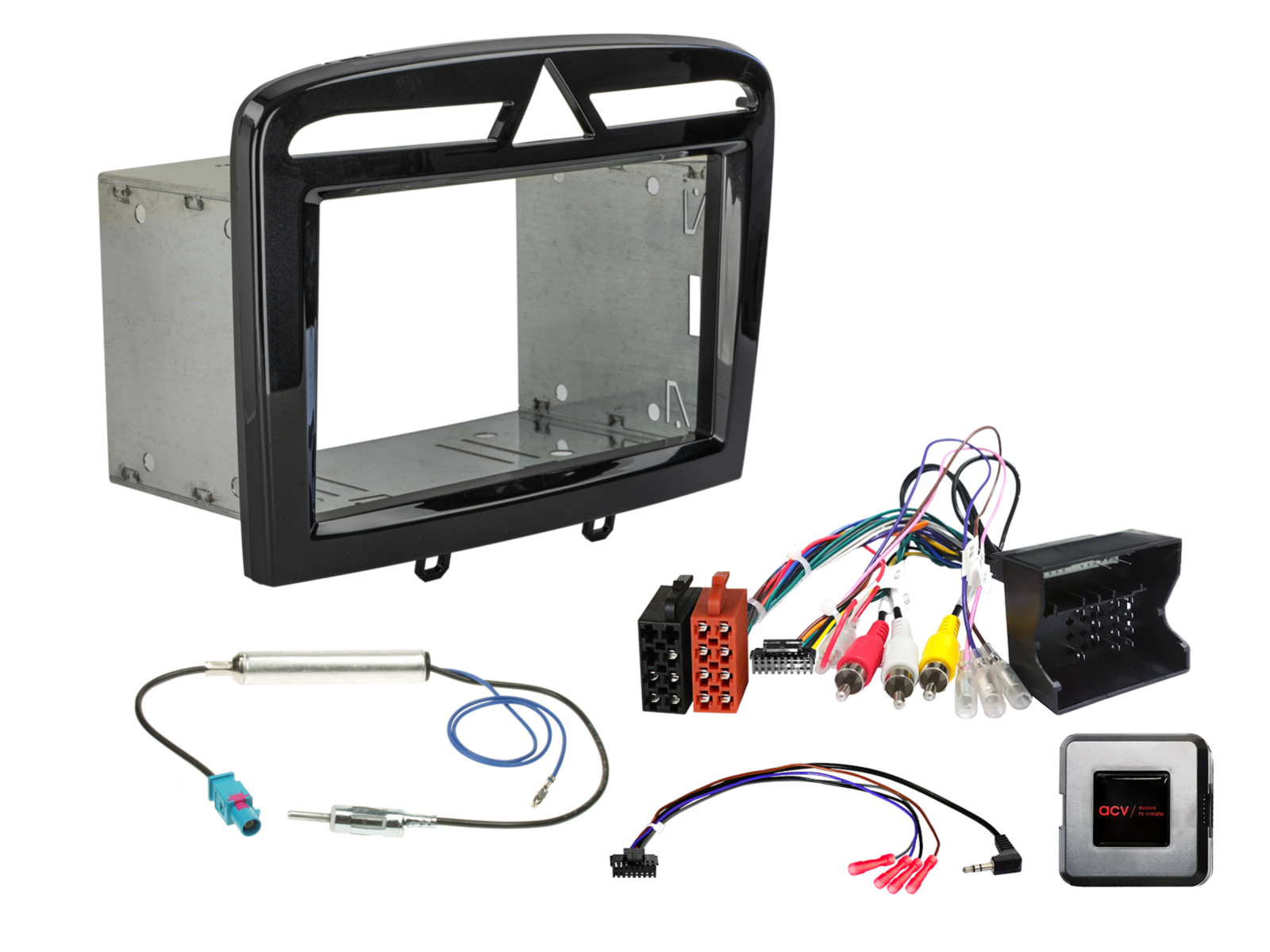 2-DIN Kit Peugeot 308/RCZ RD4 Gerät LFB/Antenne schwarz