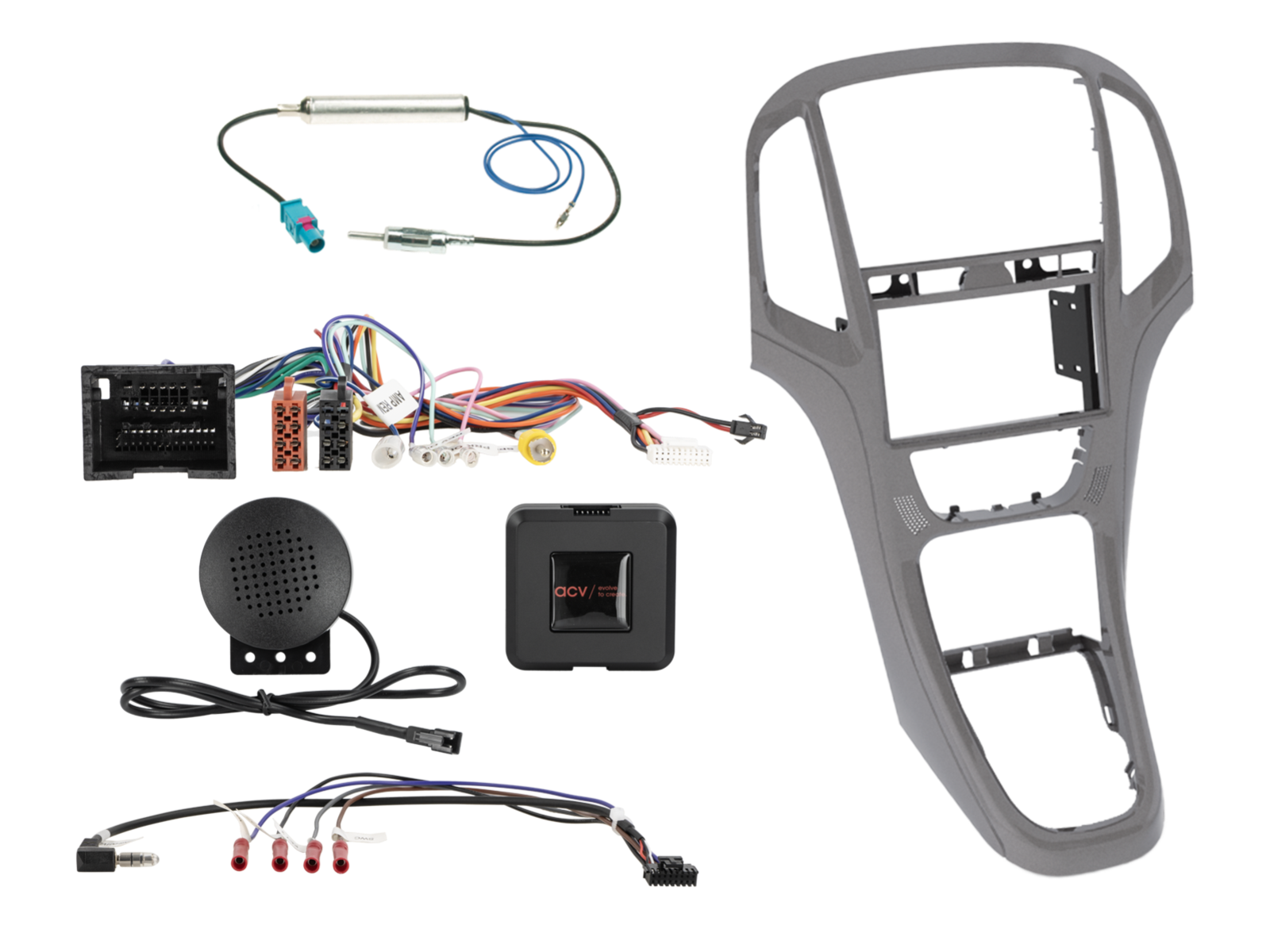 2-DIN Kit Opel Astra J 2009-2018 titan grau LFB/Antenne