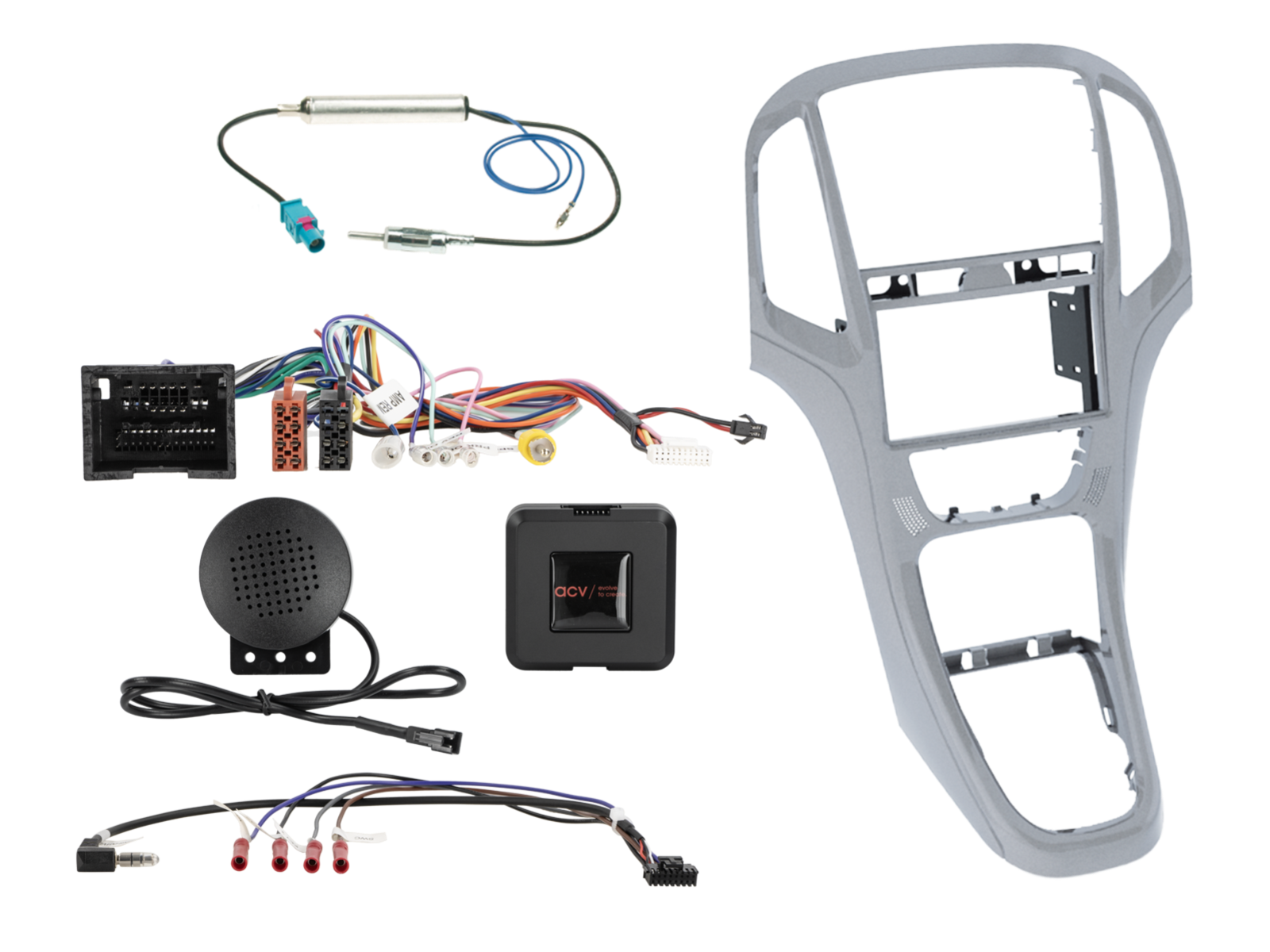 2-DIN Kit Opel Astra J 2009-2018 platin silber LFB/Antenne