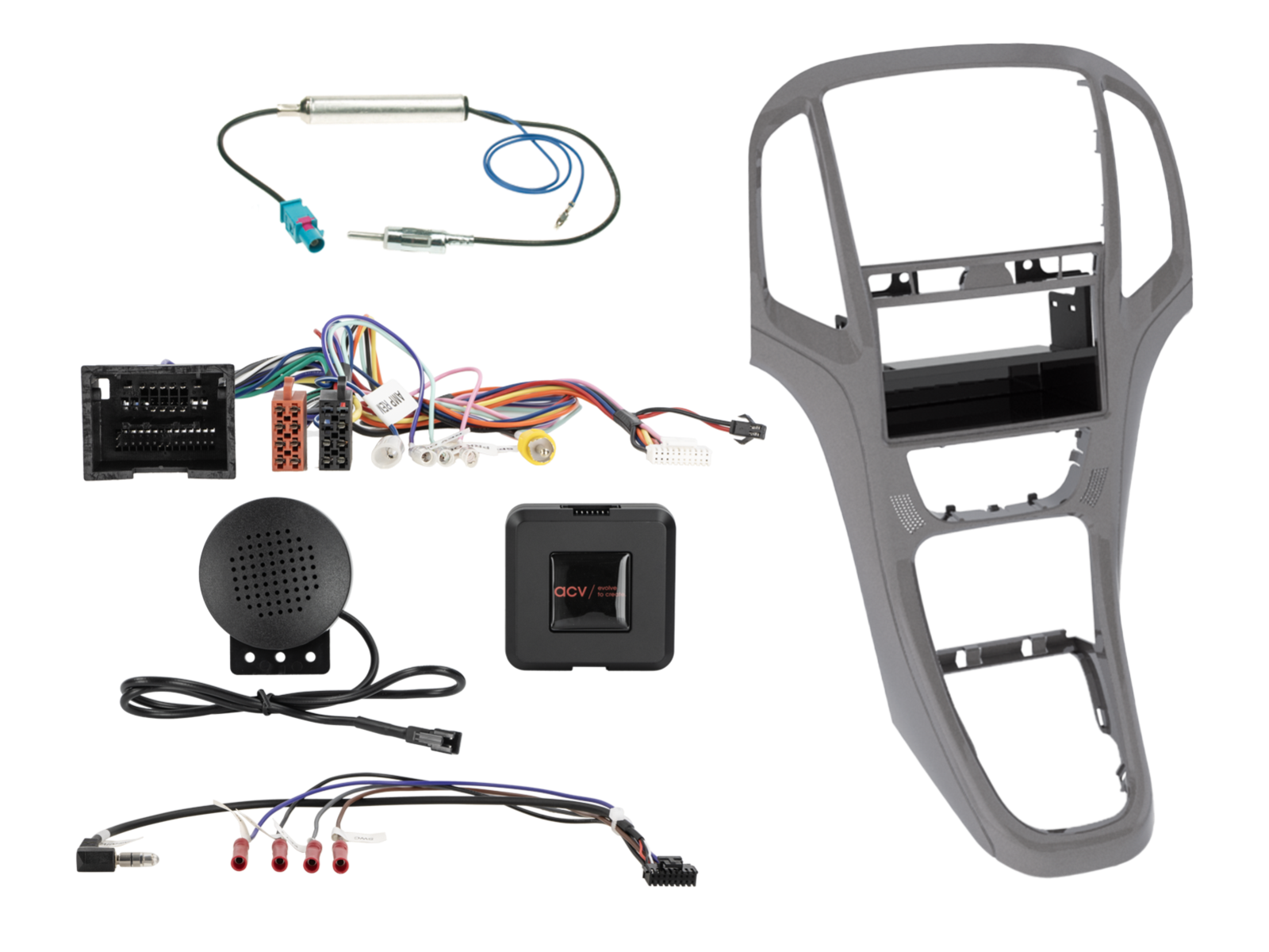 2-DIN Kit mit Fach Opel Astra J 2009-2018 grau LFB