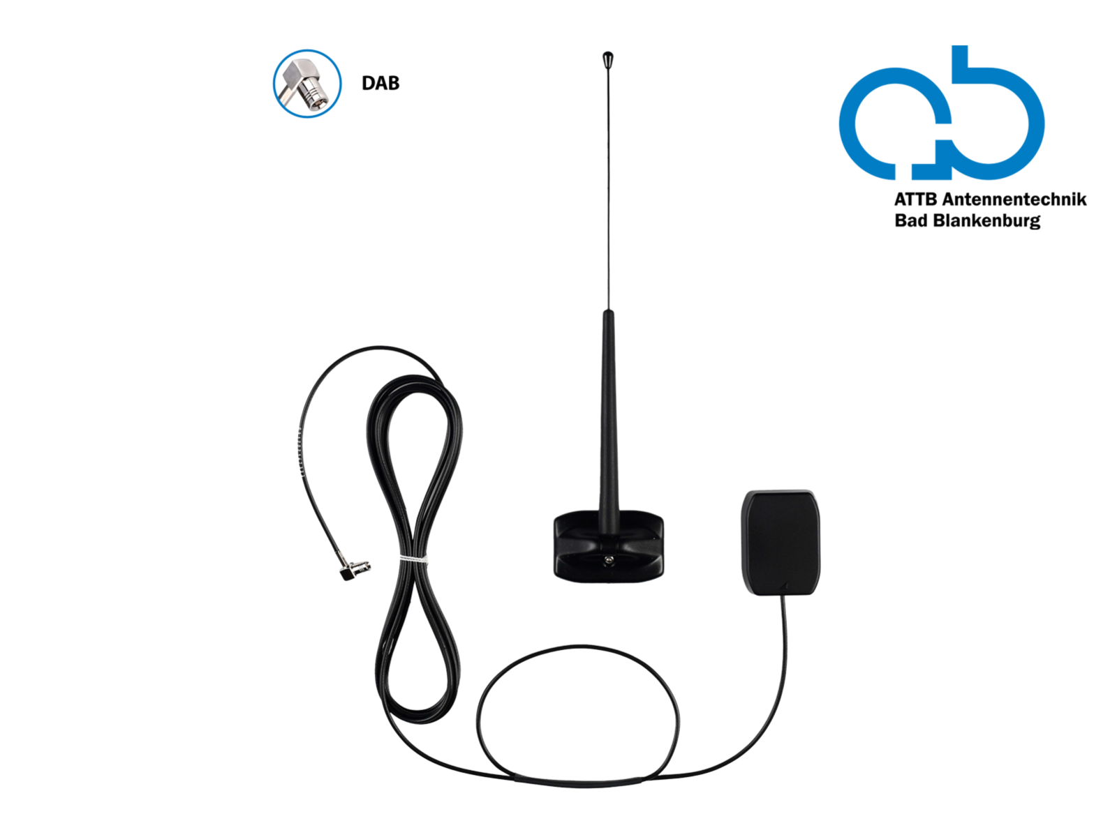 Glasklebeantenne DAB+ 0°>180° Stabneigung SMB(f)12V