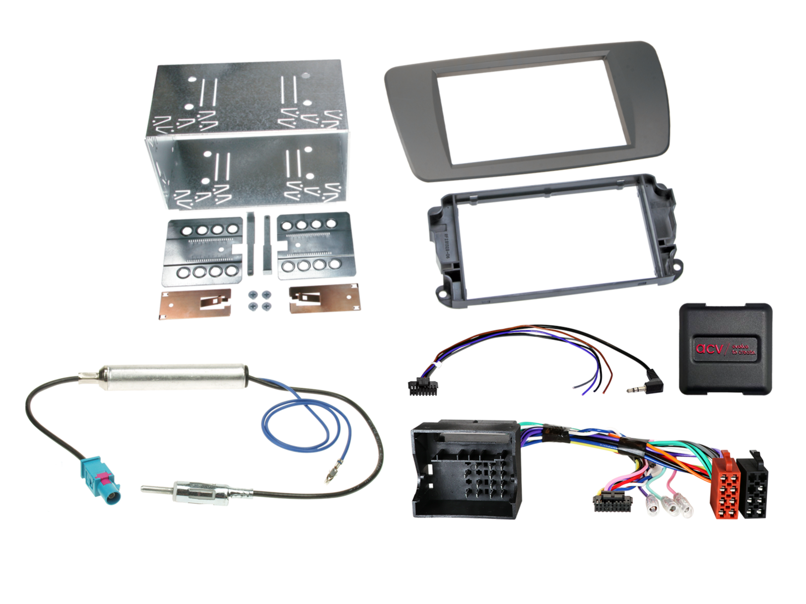 2-DIN Kit Seat Ibiza 2008-2015 conomera grau LFB/Antenne