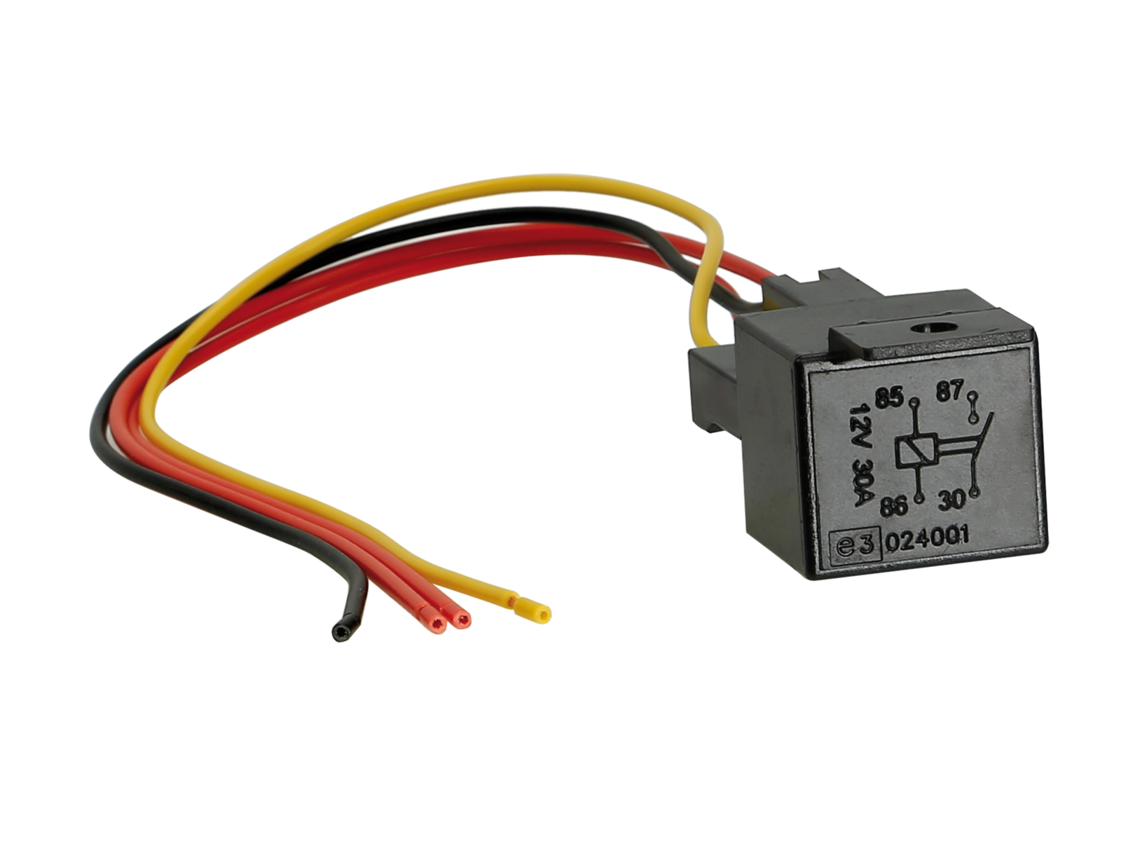Schließerrelais 12V/30A max Stecksockel/Kabel 30cm lose
